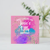 Waterverf Tie Dye Paint Birthday Uitnodiging (Staand voorkant)