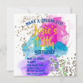 Waterverf Tie Dye Paint Splash Birthday (Voorkant)