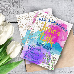 Waterverf Tie Dye Paint Splash Birthday Kaart