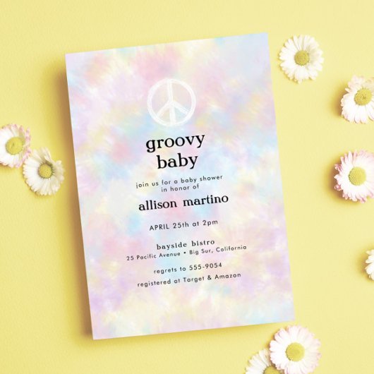 Waterverf Tie Dye Peace Hippie Baby shower Kaart