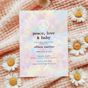 Waterverf Tie Dye Peace Hippie Baby shower Kaart