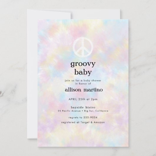 Waterverf Tie Dye Peace Hippie Baby shower Kaart (Voorkant)