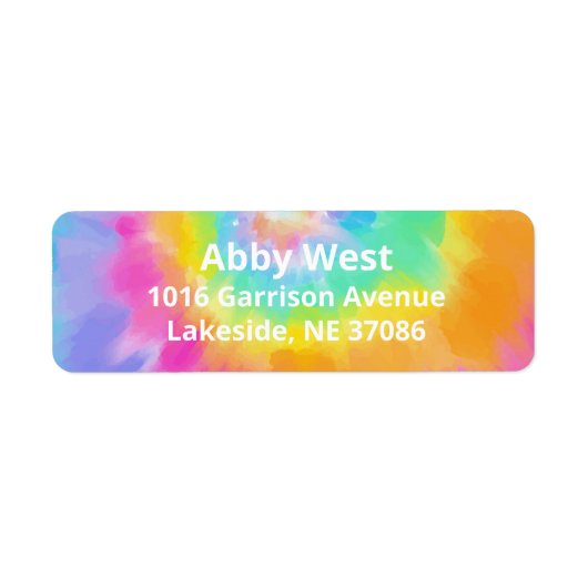 Waterverf Tie Dye Return-adreslabel Etiket (Voorkant)