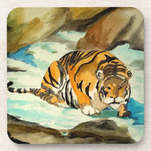 Waterverf Tiger Bier Onderzetter (Voorkant)