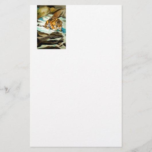 Waterverf Tiger Briefpapier (Voorkant)