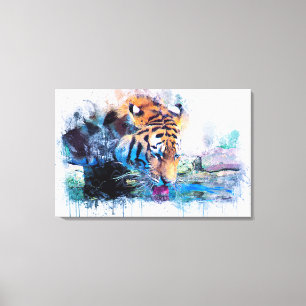 Waterverf Tiger Canvas Afdruk