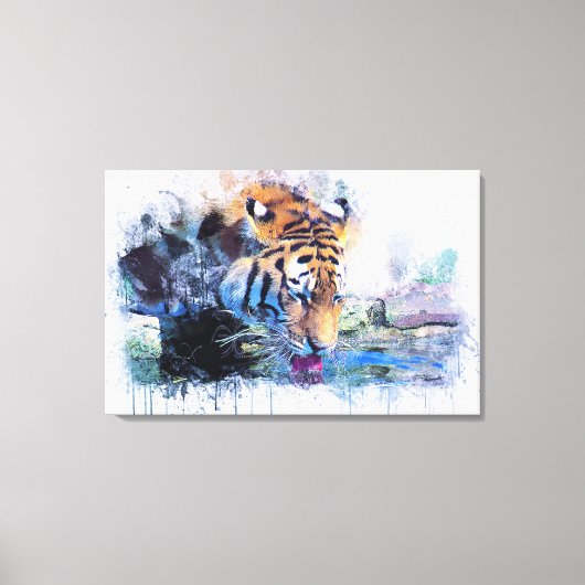 Waterverf Tiger Canvas Afdruk (Voorkant)