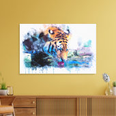 Waterverf Tiger Canvas Afdruk (Insitu (Woonkamer))