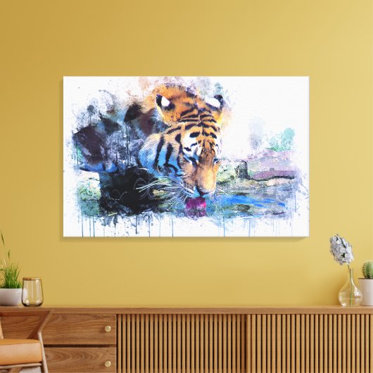 Waterverf Tiger Canvas Afdruk (Insitu (Woonkamer))