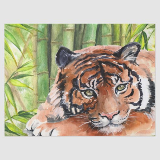 Waterverf Tiger Cub Bamboo Tissuepapier (Voorkant)