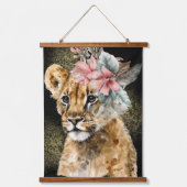 Waterverf Tiger Floral Art Hangend Wandkleed (Voorkant)