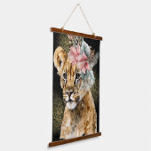 Waterverf Tiger Floral Art Hangend Wandkleed (Gebogen)