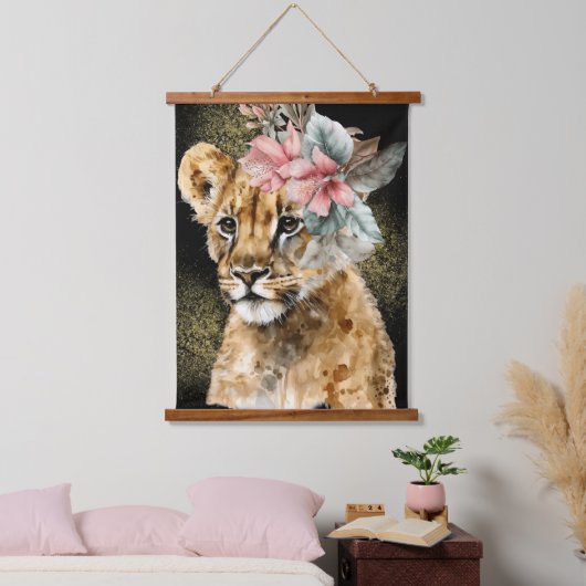 Waterverf Tiger Floral Art Hangend Wandkleed (Slaapkamer)