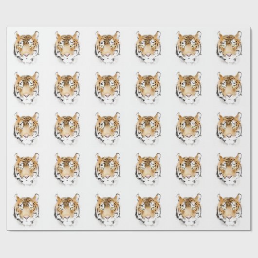 Waterverf Tiger Head Cadeaupapier (Vlak)
