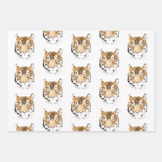 Waterverf Tiger Head Inpakpapier Vel (Voorkant)