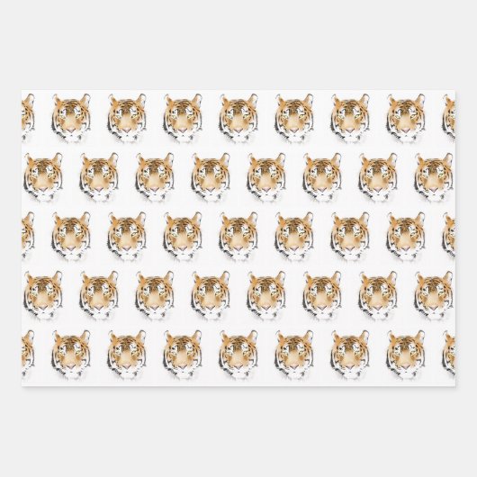 Waterverf Tiger Head Inpakpapier Vel (Voorkant 3)