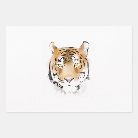 Waterverf Tiger Head Inpakpapier Vel (Voorkant)