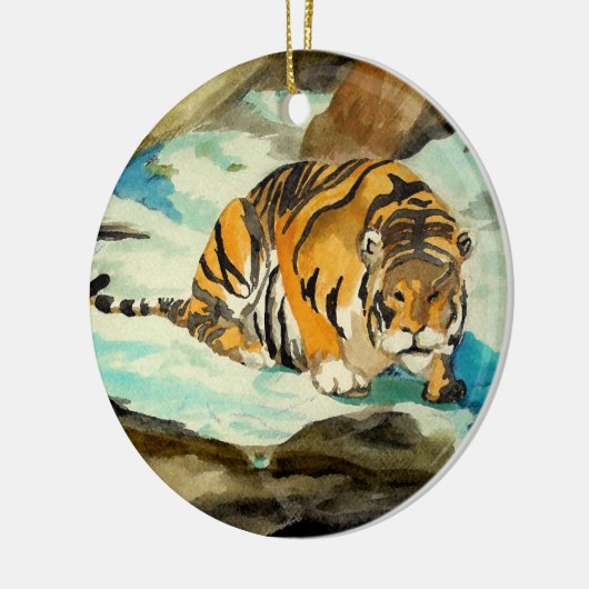 Waterverf Tiger Keramisch Ornament (Links)