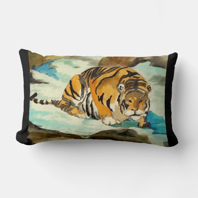 Waterverf Tiger Kussen (Voorkant)