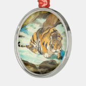 Waterverf Tiger Metalen Ornament (Links)