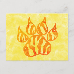 Waterverf Tiger Paw Print Aangepast Briefkaart