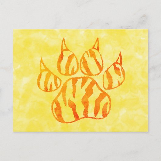 Waterverf Tiger Paw Print Aangepast Briefkaart (Voorkant)