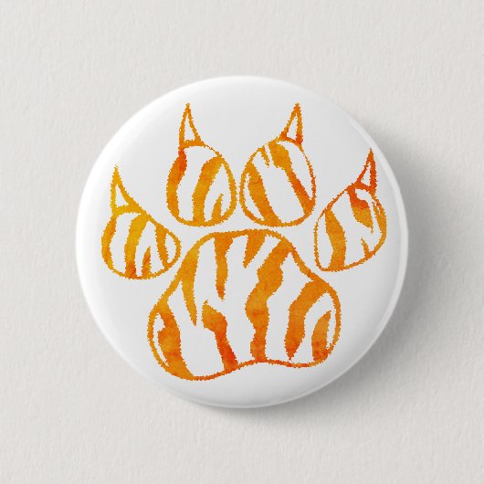 Waterverf Tiger Paw Print Aangepast Ronde Button 5,7 Cm (Voorkant)