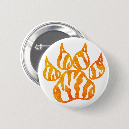Waterverf Tiger Paw Print Aangepast Ronde Button 5,7 Cm (Voorkant /achterkant)