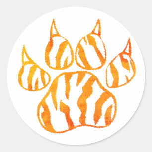 Waterverf Tiger Paw Print Aangepast Ronde Sticker