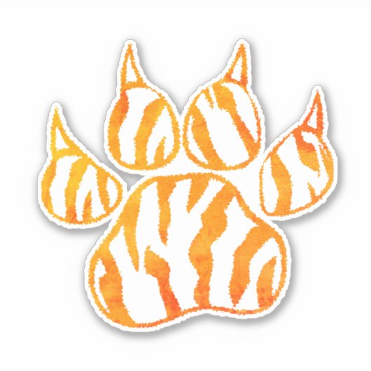 Waterverf Tiger Paw Print Aangepast Sticker (Voorkant)
