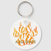 Waterverf Tiger Paw Print Aangepaste Sleutelhanger (Achterkant)