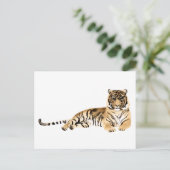 Waterverf Tiger Resting Briefkaart (Staand voorkant)