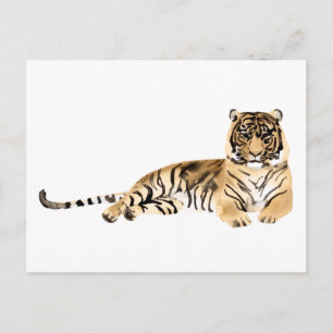 Waterverf Tiger Resting Briefkaart