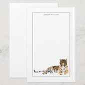Waterverf Tiger Resting Briefpapier (Voorkant / Achterkant)