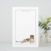 Waterverf Tiger Resting Briefpapier (Staand voorkant)