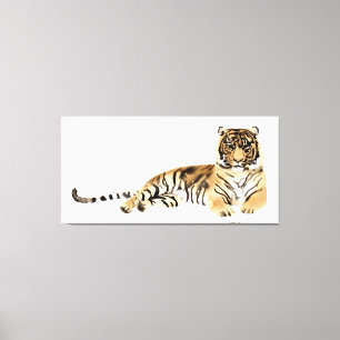 Waterverf Tiger Resting Canvas Afdruk