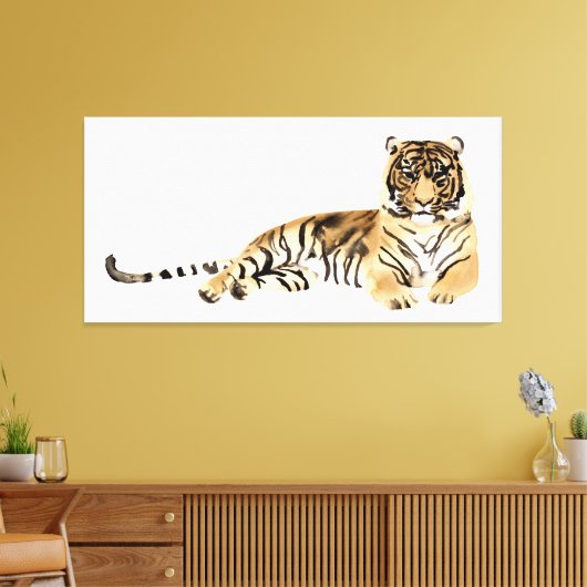 Waterverf Tiger Resting Canvas Afdruk (Insitu (Woonkamer))