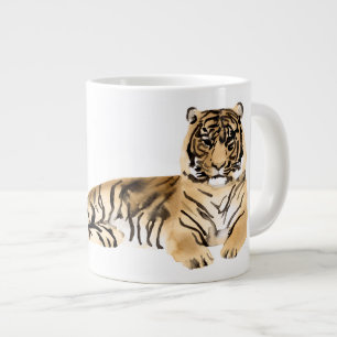 Waterverf Tiger Resting Grote Koffiekop