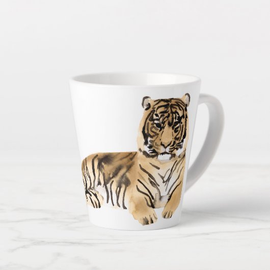 Waterverf Tiger Resting Latte Mok (Rechterhoek)