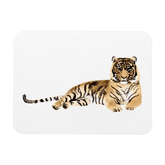 Waterverf Tiger Resting Magneet (Horizontaal)