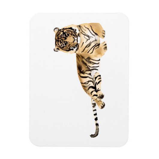 Waterverf Tiger Resting Magneet (Verticaal)