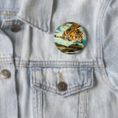 Waterverf Tiger Ronde Button 5,7 Cm (In situ)