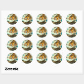 Waterverf Tiger Ronde Sticker (Vel)