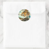 Waterverf Tiger Ronde Sticker (Tas)