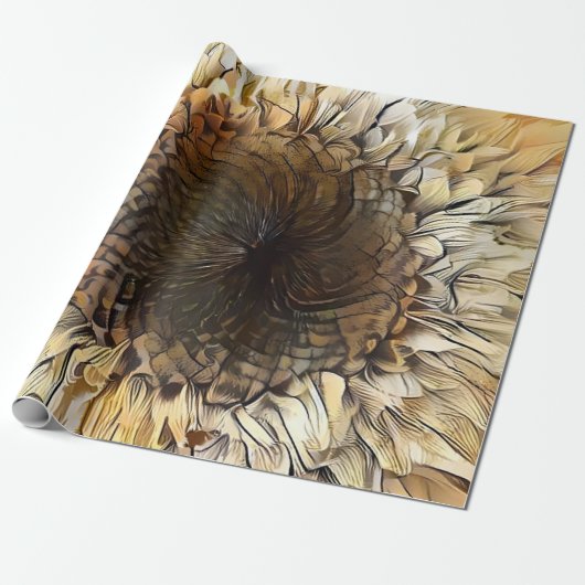 Waterverf Tiger Sunflower Elegant Collectie Cadeaupapier (Uitgerold)