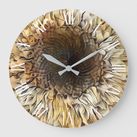 Waterverf Tiger Sunflower Elegant Collectie Grote Klok (Voorkant)