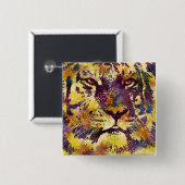 Waterverf Tiger Vierkante Button 5,1 Cm (Voorkant /achterkant)