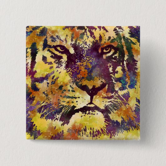 Waterverf Tiger Vierkante Button 5,1 Cm (Voorkant)
