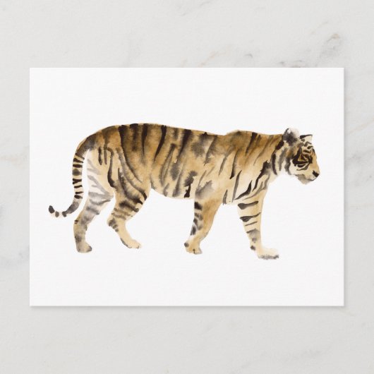 Waterverf Tiger Walking Briefkaart (Voorkant)
