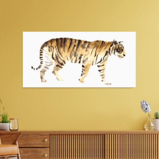 Waterverf Tiger Walking Canvas Afdruk (Insitu (Woonkamer))